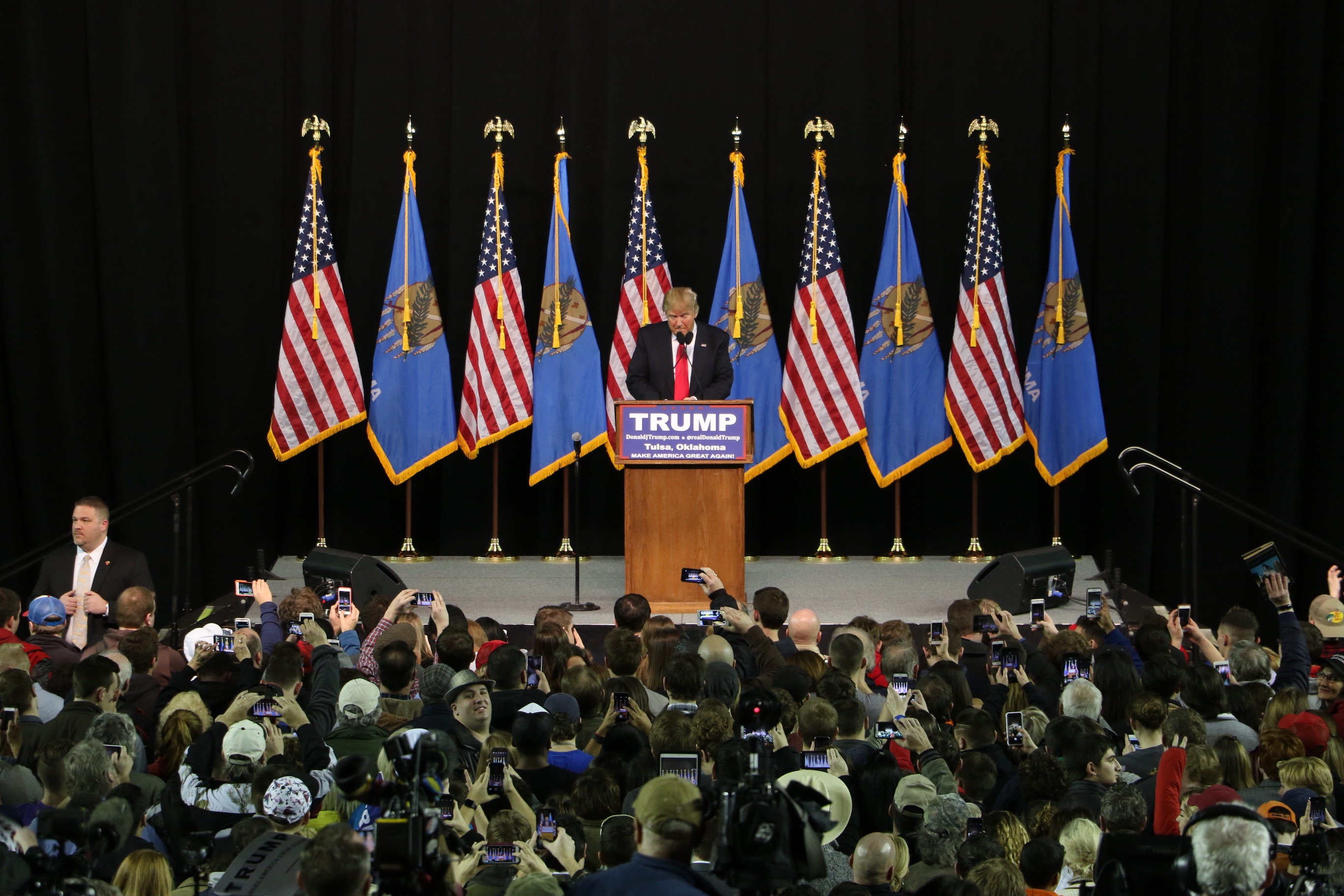 Donald Trump appears at a rally in Tulsa in January. Dylan Goforth/THE FRONTIER